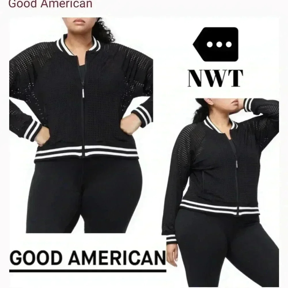 Good American Mesh Bomber Jacket Size 6